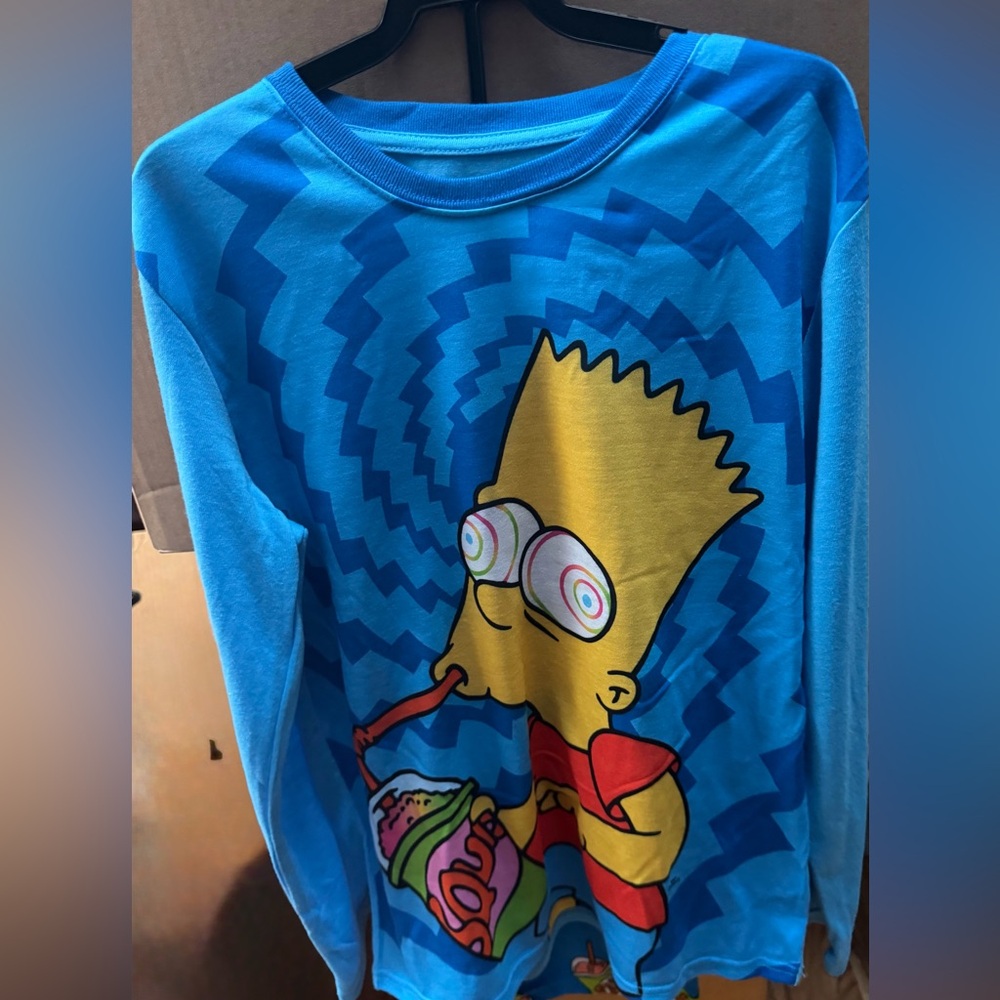 Vibrant Blue Kids Pajama Set with Simpsons Print